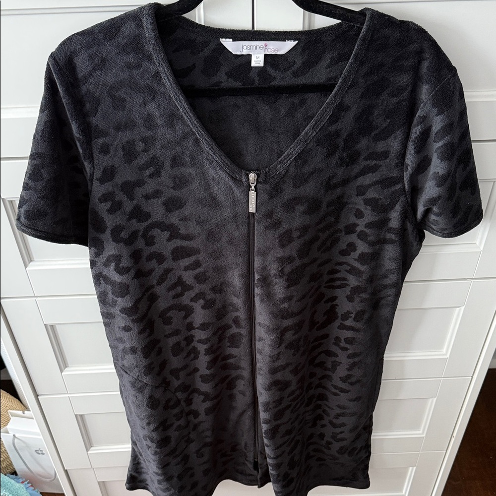 Rampage Black Leopard Print Swim Coverup
